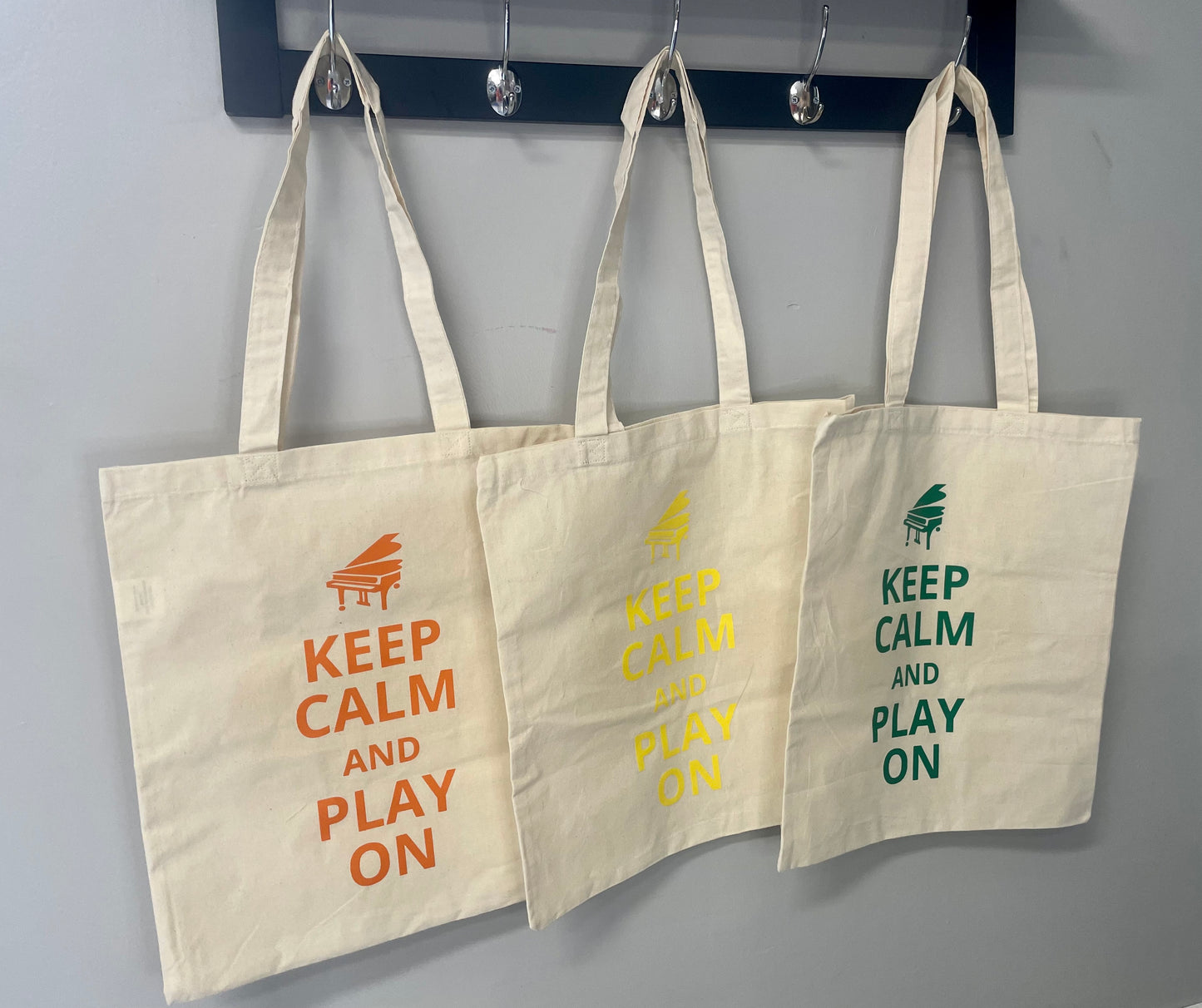 Set of 10 Piano Tote Bags - Keep Calm and Play On