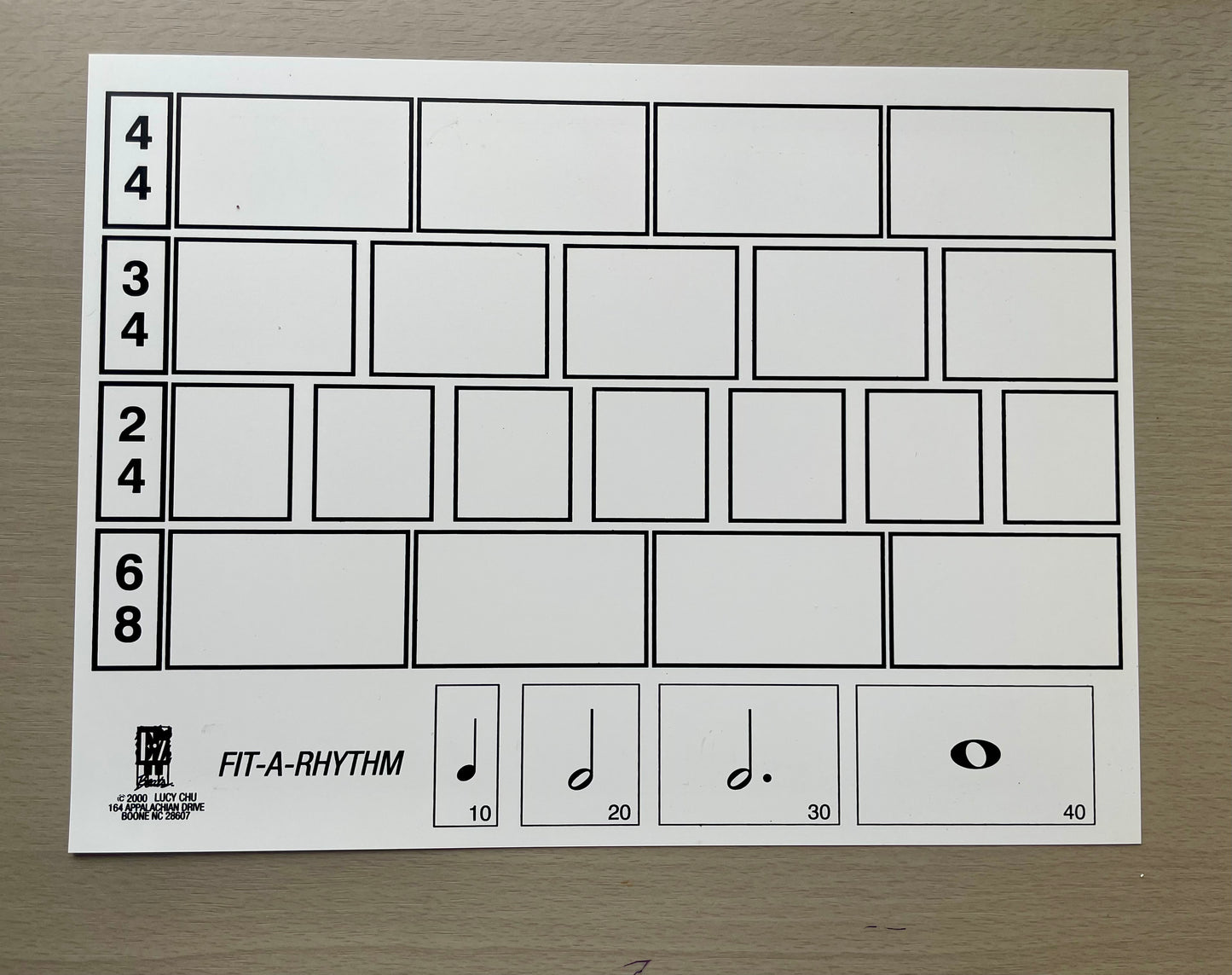 E-Z Notes Magnetic Staff Board with Fit-a-Rhythm Insert
