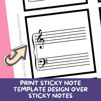 Piano Clefs/Keys Sticky Note Templates