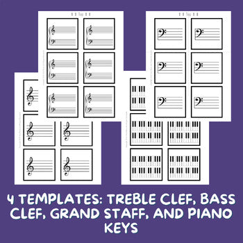 Piano Clefs/Keys Sticky Note Templates