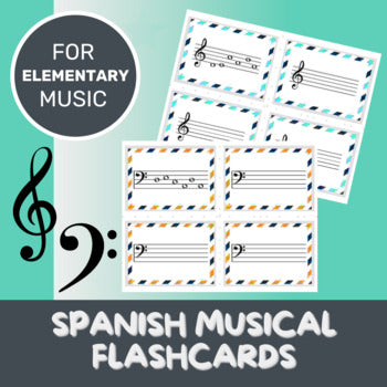 Spanish Language Music Notation Word Flash Cards