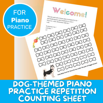 Piano Practice Repetition Counting Sheet - Dog Theme