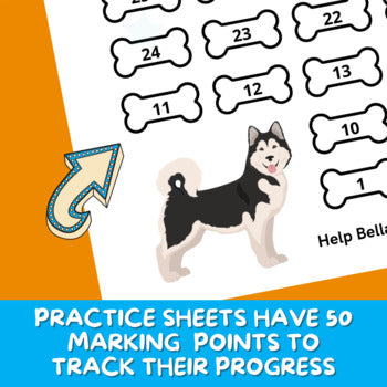 Piano Practice Repetition Counting Sheet - Dog Theme