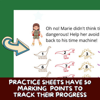 Piano Practice Repetition Counting Sheet - Dinosaur Theme (Girl)