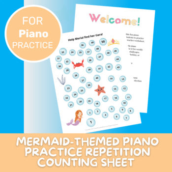 Piano Practice Repetition Counting Sheet - Mermaid Theme