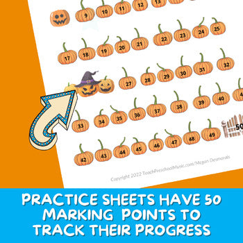 Piano Practice Repetition Counting Sheet - Pumpkin Theme