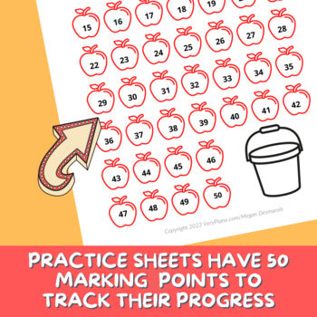 Piano Practice Repetition Counting Sheet - Apple Theme