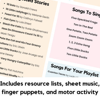 Storytime Plan - Numbers and Counting