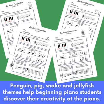 Piano Composition Worksheets - Animal Theme