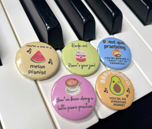 Piano Progress Pins - "Piano Foodie" set