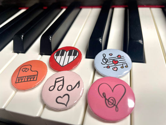 Piano Progress Pins - "Musical Valentine" set - 25 Buttons