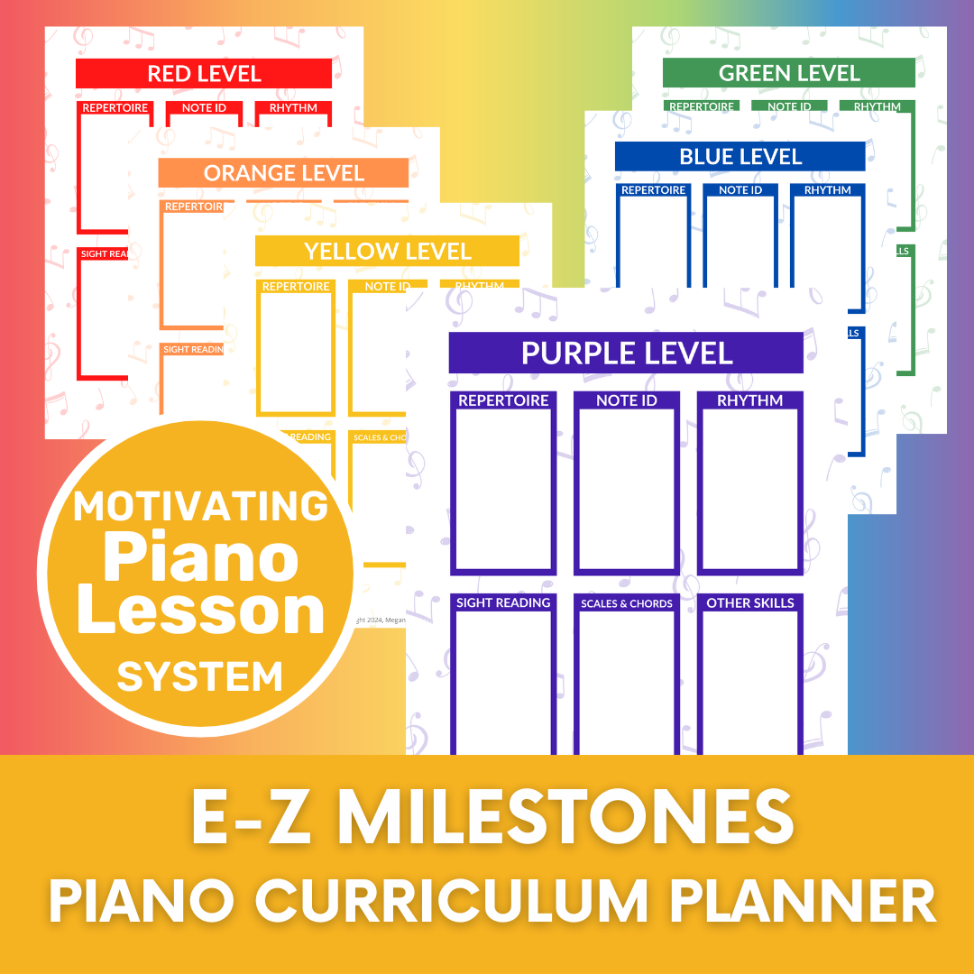 Piano Progress Pins: E-Z Piano Milestones Curriculum Planner