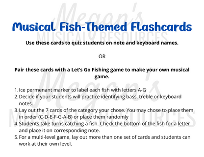 "Fishing" Game Musical Flashcards Printable Supplement