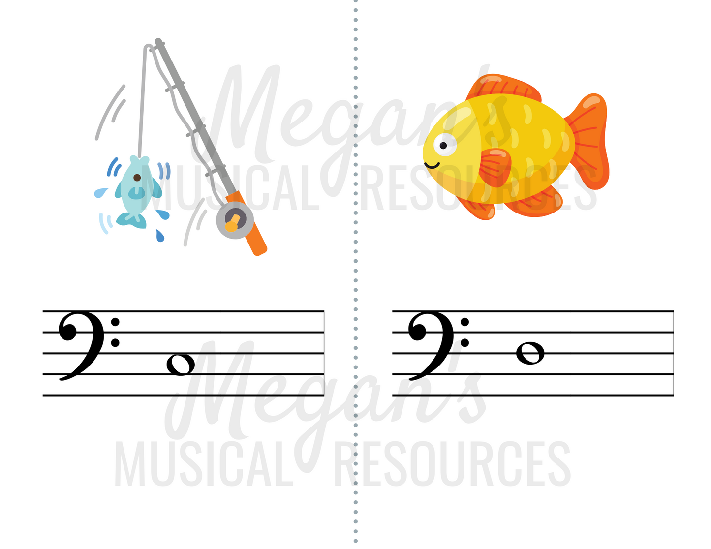 "Fishing" Game Musical Flashcards Printable Supplement