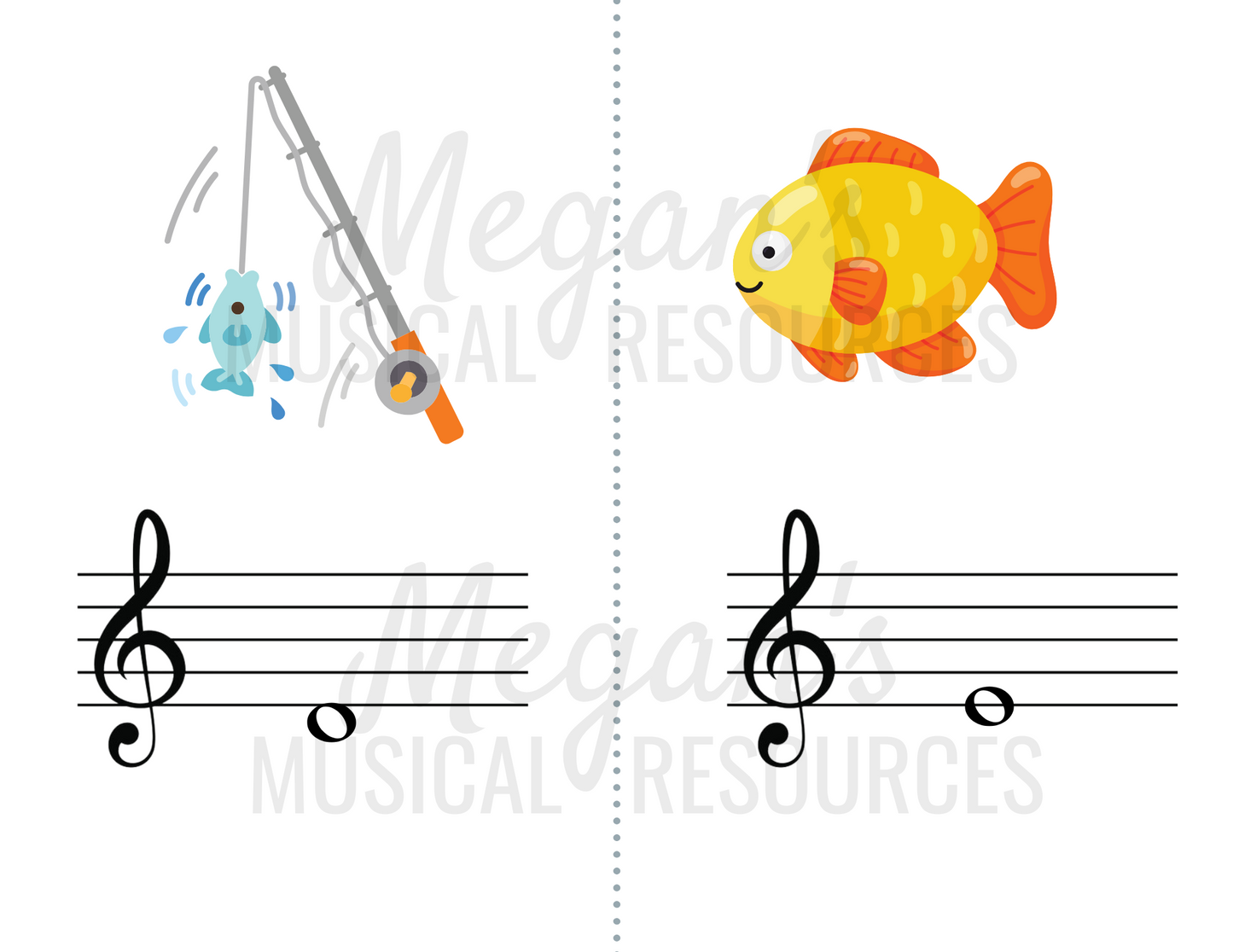 "Fishing" Game Musical Flashcards Printable Supplement