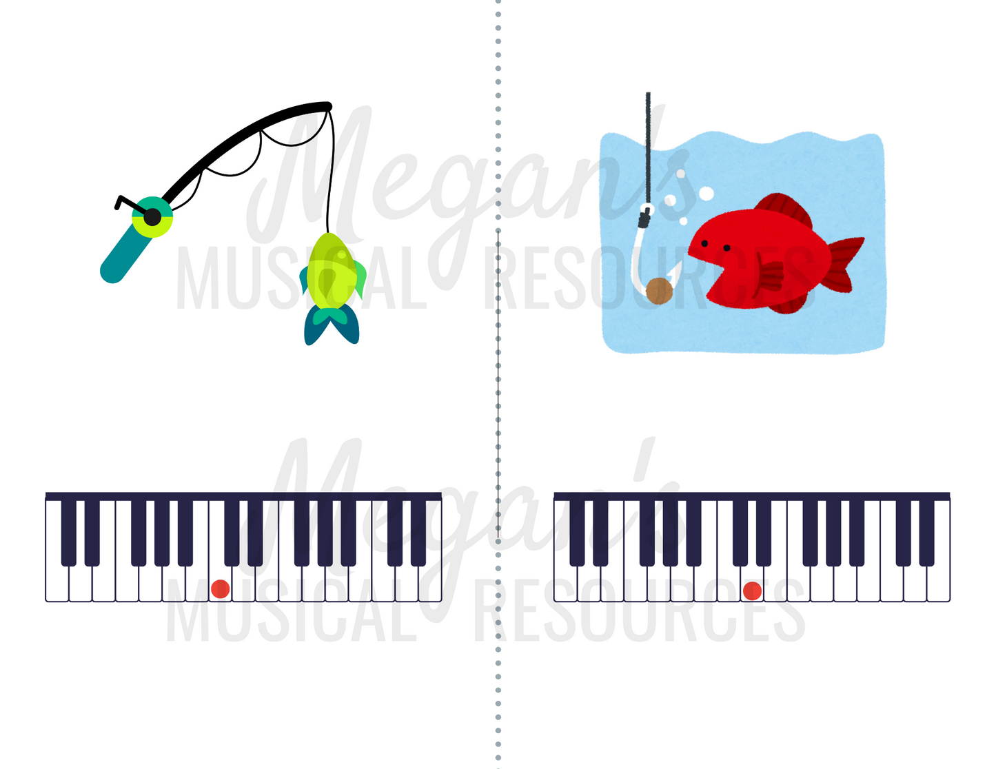 "Fishing" Game Musical Flashcards Printable Supplement
