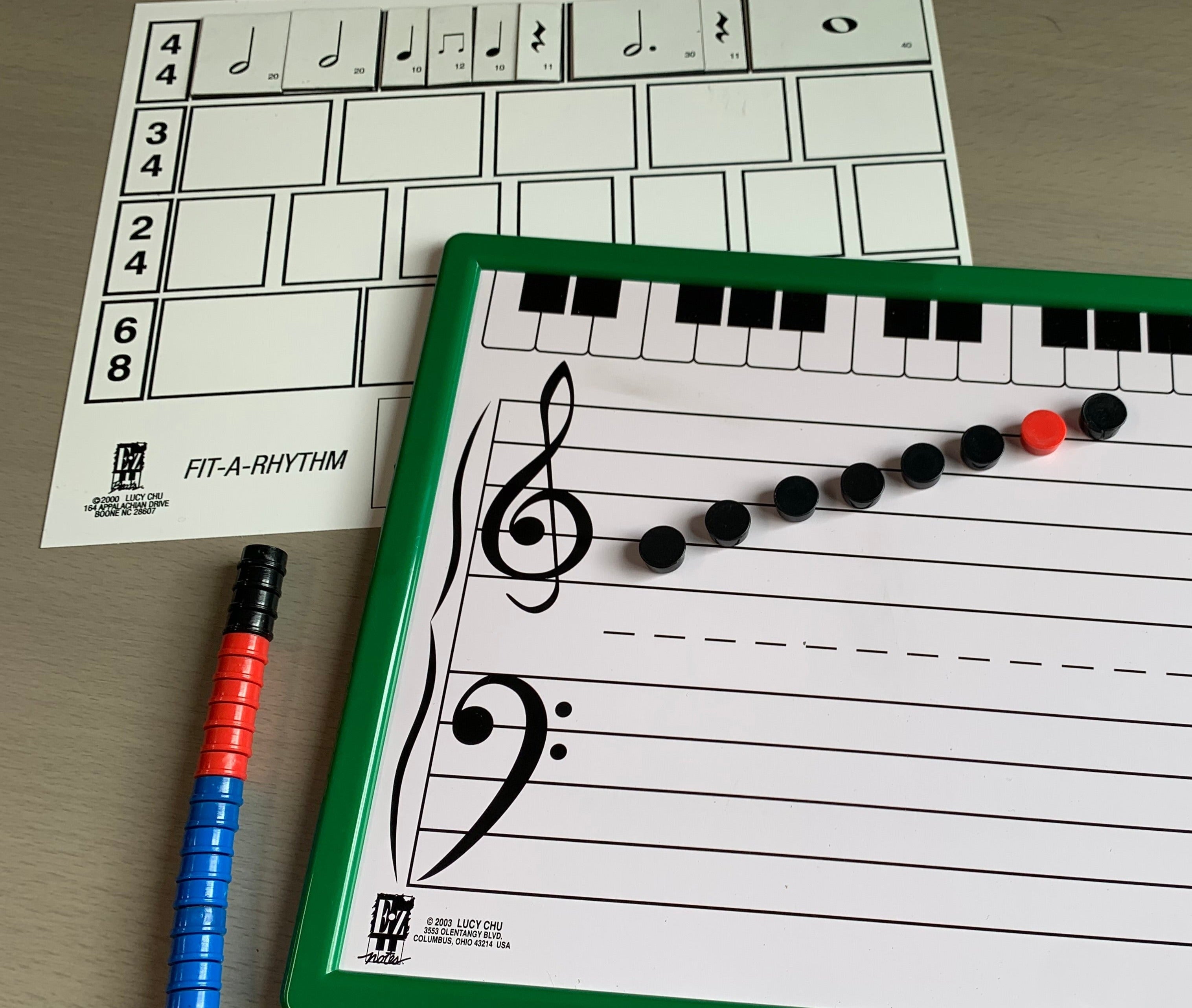 E-Z Notes Magnetic Staff Board with Fit-a-Rhythm Insert – Very Piano