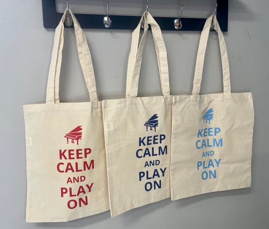 Set of 10 Piano Tote Bags - Keep Calm and Play On