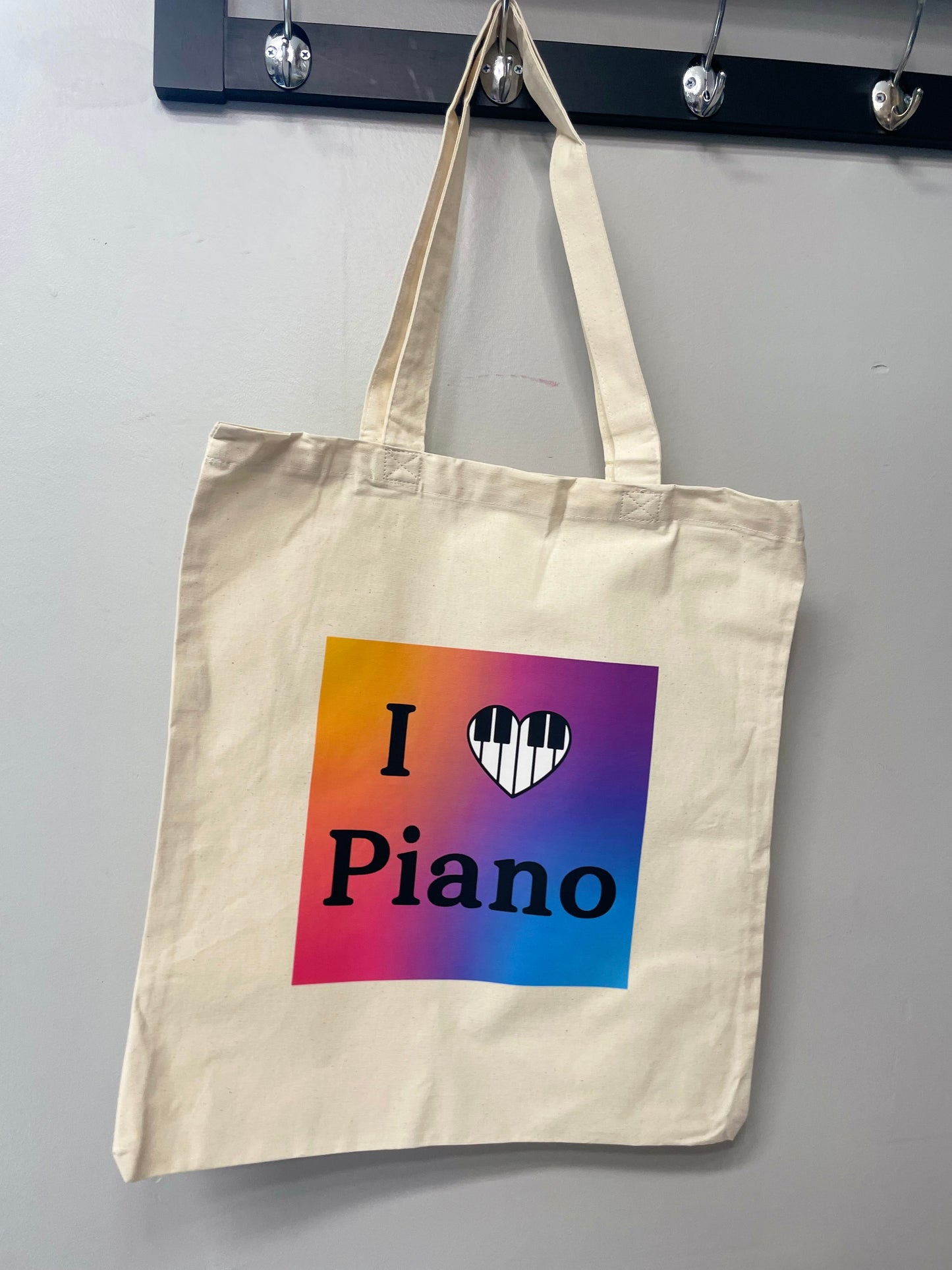 Piano Tote Bag - "I love piano" (Piano key heart)