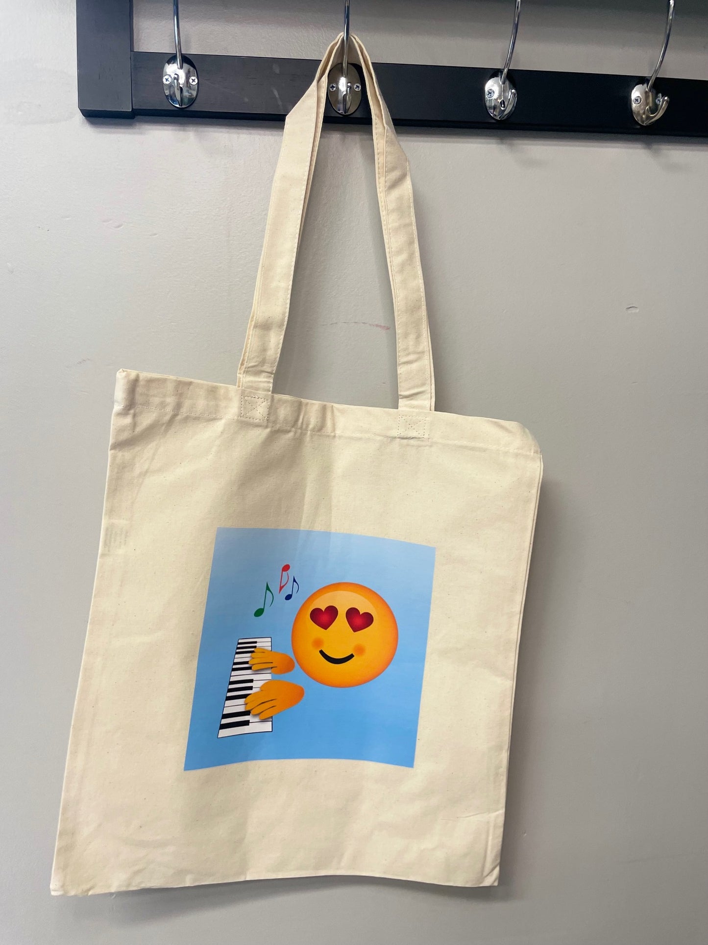 Piano Tote Bag - Piano Emoji: Heart Eyes