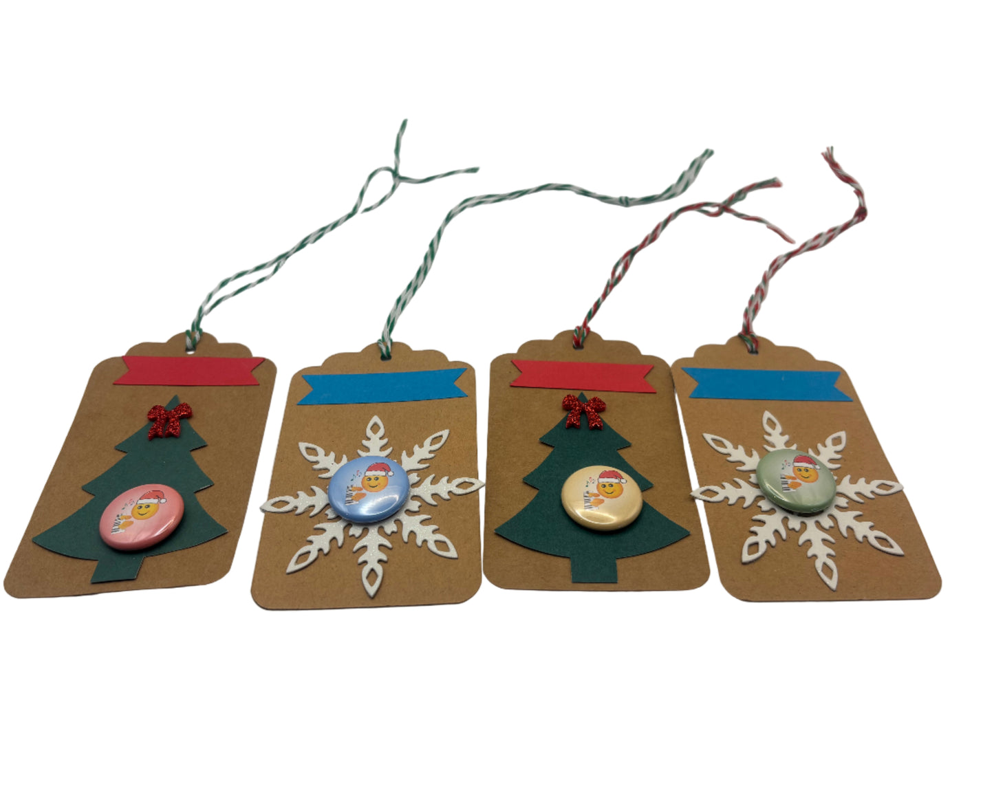 Handmade Holiday Gift Tags with Piano Progress Pins - Set of 10 tags