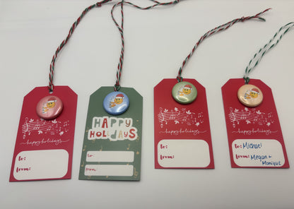 Holiday Gift Tags With Pins For Piano Students - Set of 10