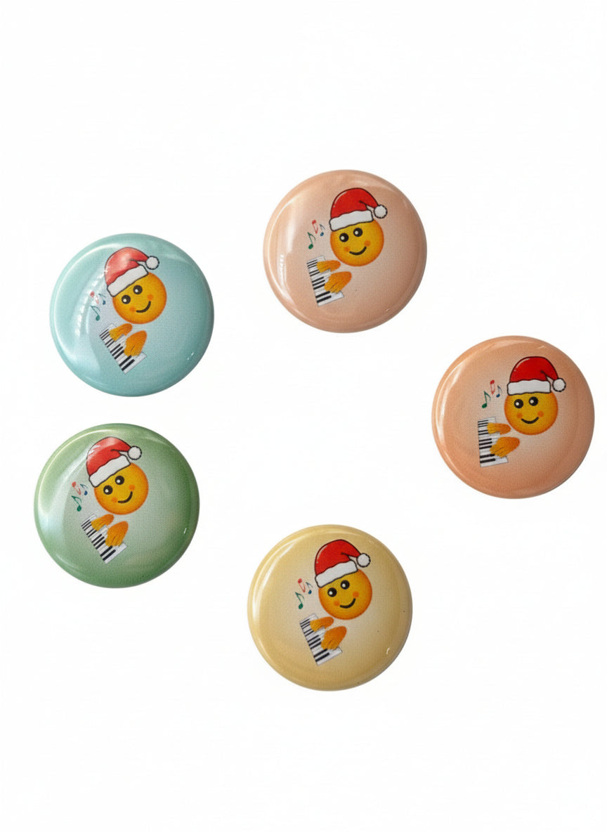 Holiday Piano Progress Pins - Santa Emoji Pins - Set of 25