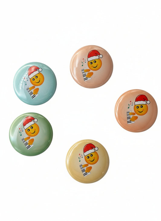 Holiday Piano Progress Pins - Santa Emoji Pins - Set of 25