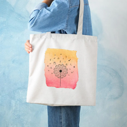 Piano Tote Bag - Dandelion with music notes