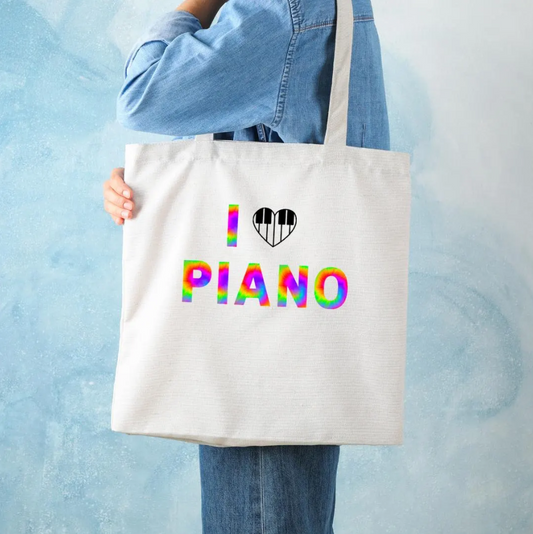 Piano Tote Bag - "I Love Piano"