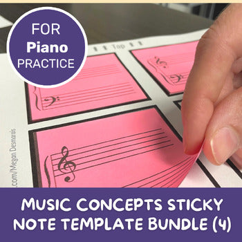 Piano Clefs/Keys Sticky Note Templates