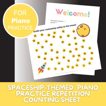 Piano Practice Repetition Counting Sheet - Space Theme