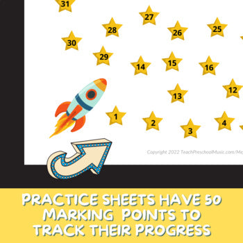 Piano Practice Repetition Counting Sheet - Space Theme