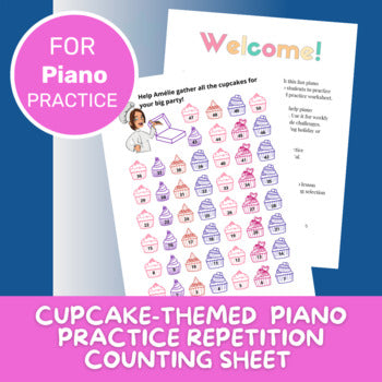 Piano Practice Repetition Counting Sheet - Cupcake Theme