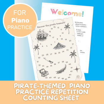 Piano Practice Repetition Counting Sheet - Pirate Theme