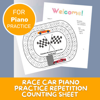 Piano Practice Repetition Counting Sheet - Race Car Theme