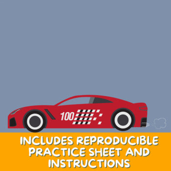 Piano Practice Repetition Counting Sheet - Race Car Theme