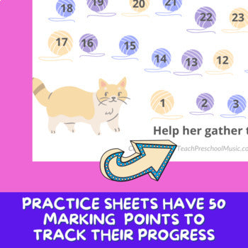 Piano Practice Repetition Counting Sheet - Cat Theme