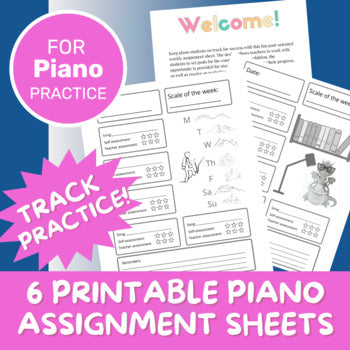 Piano Lesson Assignment Sheets | Six Themes