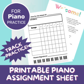 "The Original" Piano Lesson Assignment Sheet