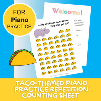 Piano Practice Repetition Counting Sheet - Taco Theme