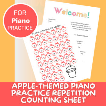 Piano Practice Repetition Counting Sheet - Apple Theme