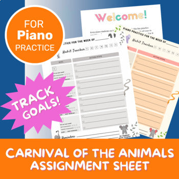 "Carnival of the Animals" Piano Lesson Assignment Sheet